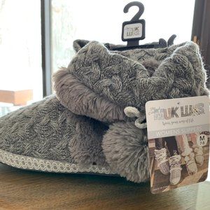 Muk Luks Women's Bootie Slippers Cable Knit Sz 7-8